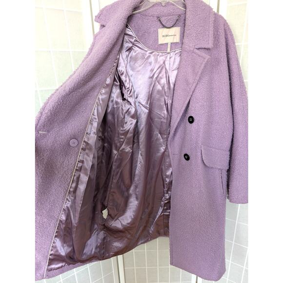 BCBGeneration Womens Double-Breasted Boucle Walker Coat Purple Iris Size XL - Picture 7 of 9